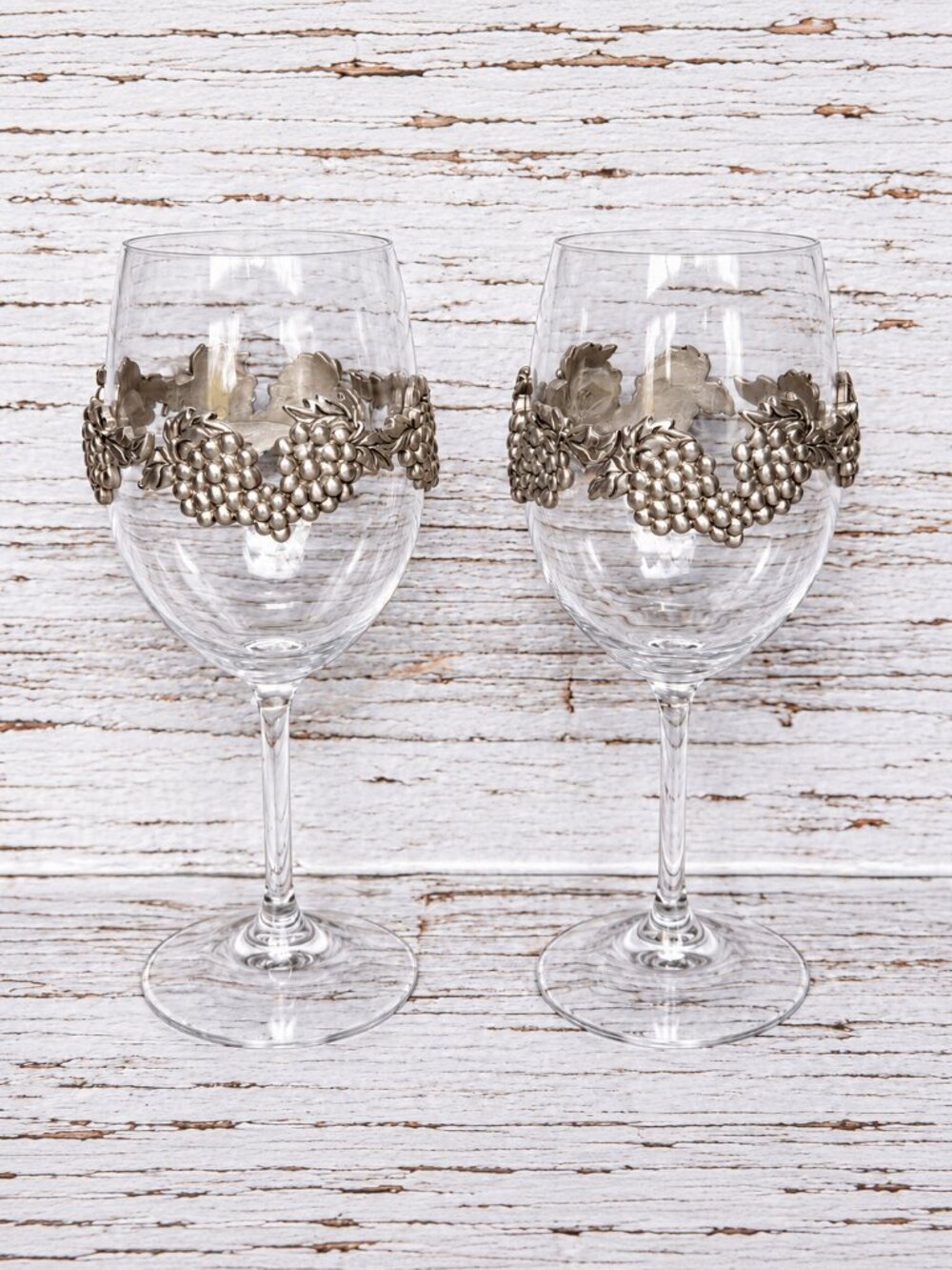 Vintage 1997 Seagull Pewter Wine Glasses Set of 2 Grape Vine Motif Canada